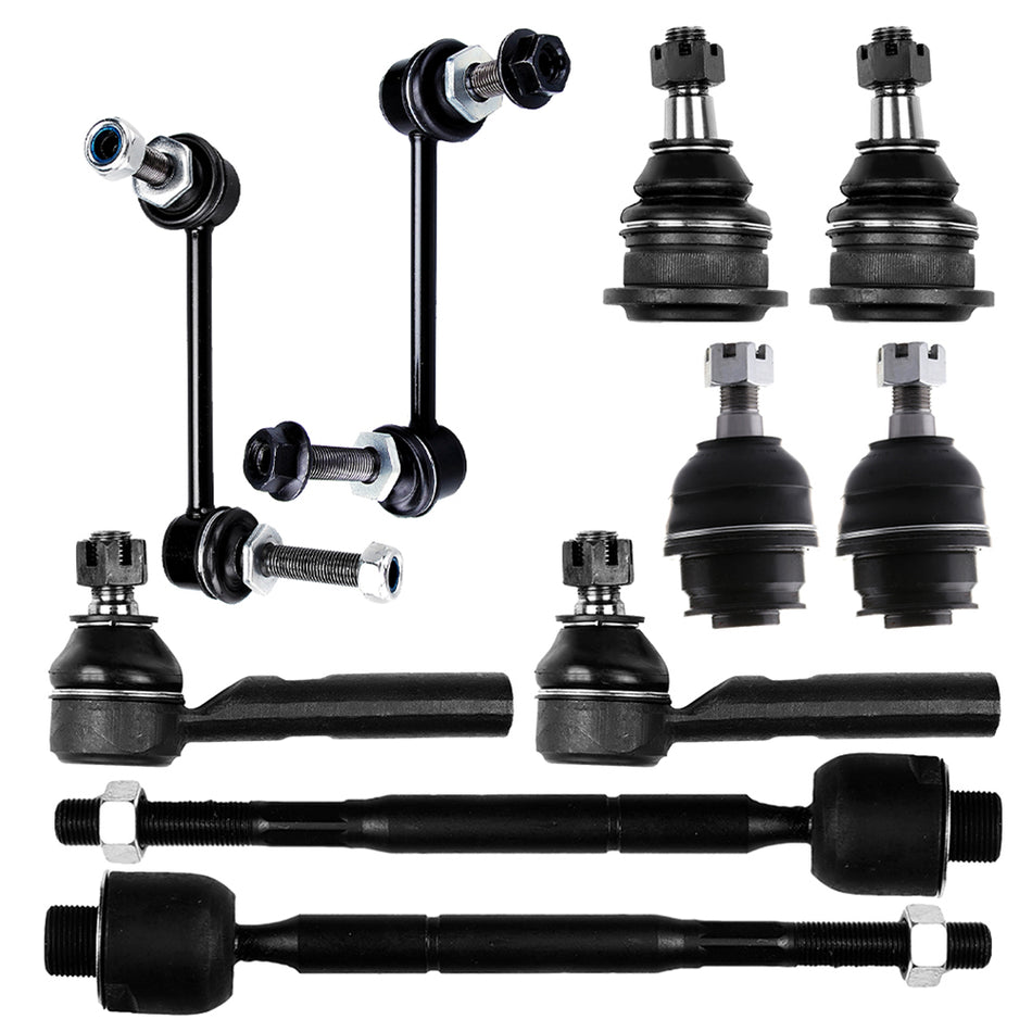 10x Upper Lower Ball Joints + Sway Bars Tierod Boots For 2003 - 09 GX470 4Runner