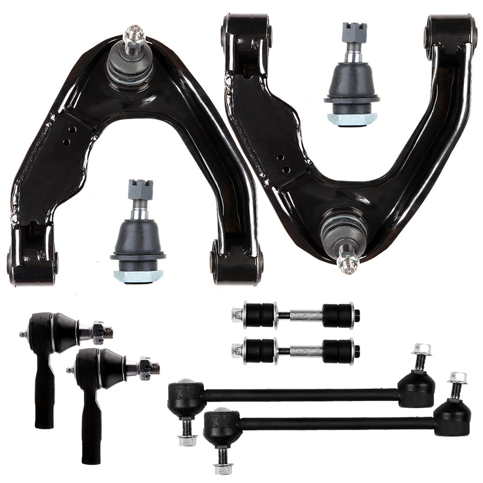 10pcs Front Uppper Control Arms + Tierods Sway Bars Fits 2000 2001 - 2004 xterra