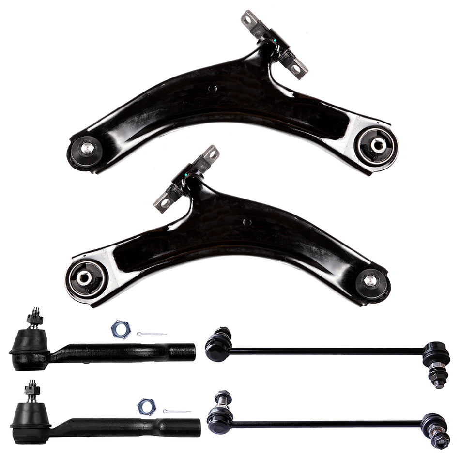 6pcs Front Control Arm Sway Link Tie Rod End Suspension Kit for Nissan Rogue