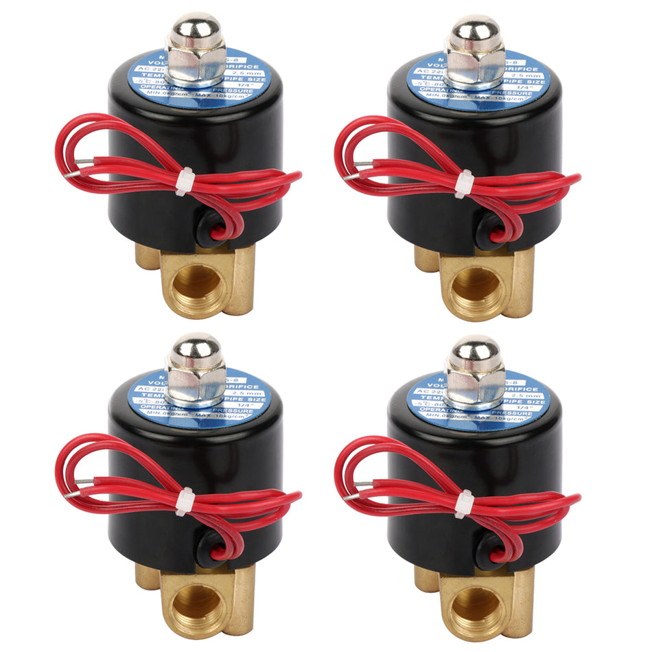 4 pcs Brass air suspension valve 1/4 inch npt port electric solenoid 150psi