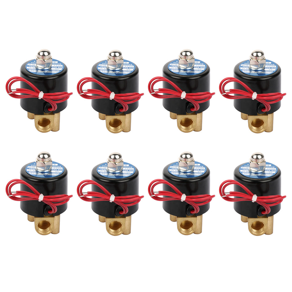 8 pcs Brass air suspension valve 1/4 inch npt port electric solenoid 150psi