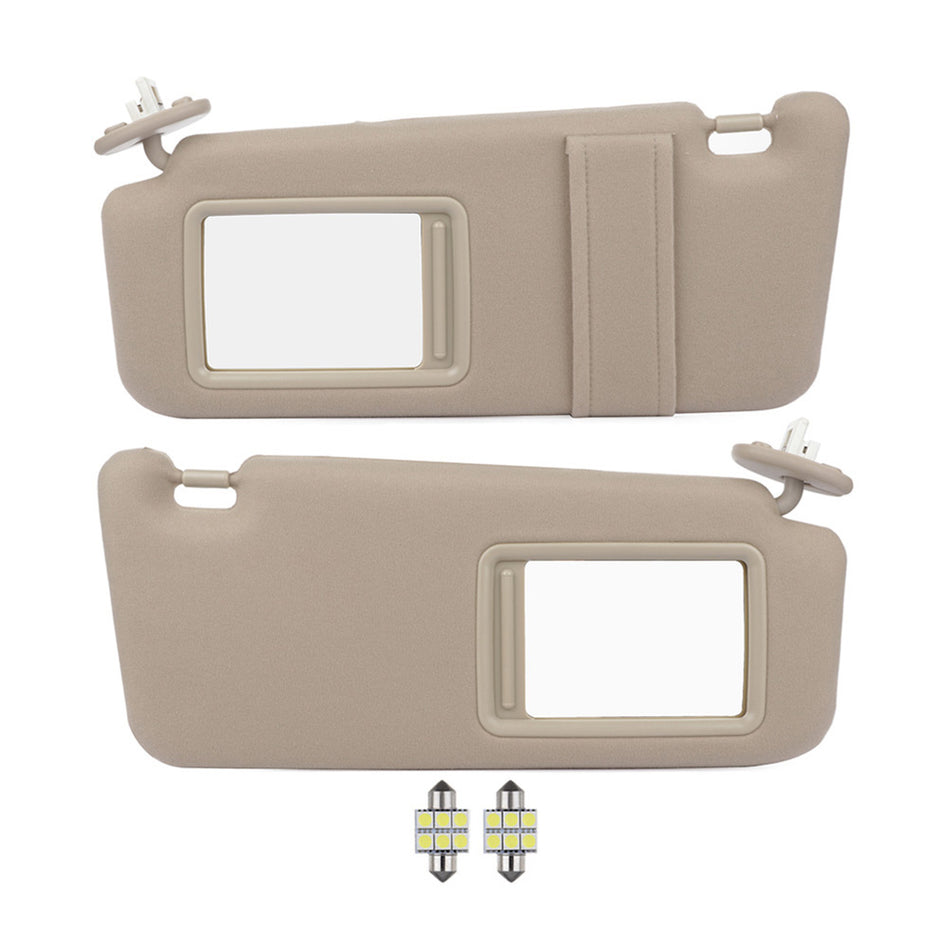 Left & Right Car Sun Visor for 2009-2016 Toyota Venza Beige + Mirror Light Free