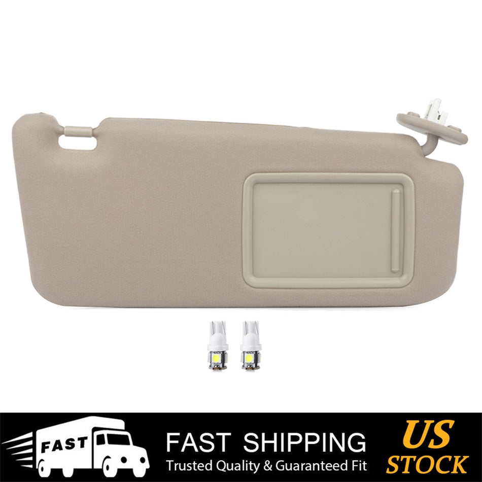 Passenger Sun Visor for 2009-2016 Toyota Venza Beige + License plate Light Free