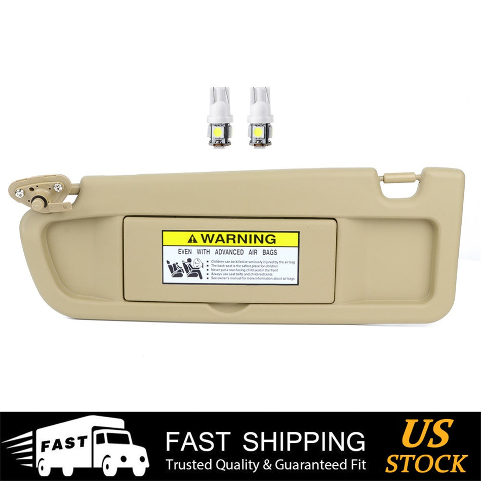 Left Side Ivory Tan Car Sun Visor Fits 07 Honda Civic W/License plate Light Free