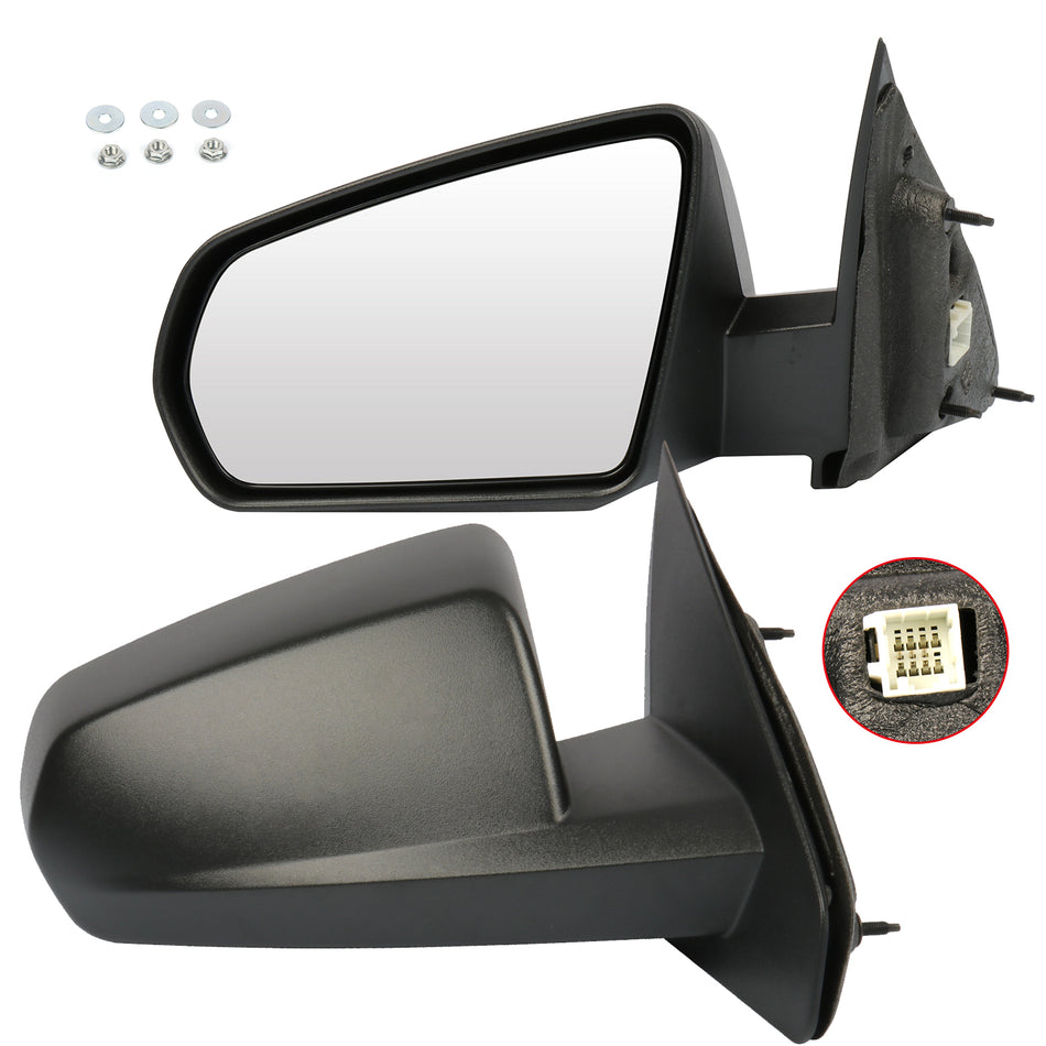 2008-2014 Dodge Avenger Side View Mirrors LH & RH Black Foldaway Manual Mirror