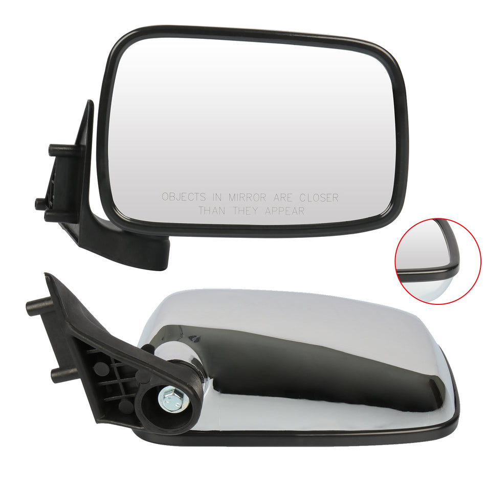 For 1986-1993 MAZDA PICKUP B2200 UB45 Left&Right Side Mirrors Chrome Fold Manual 829374