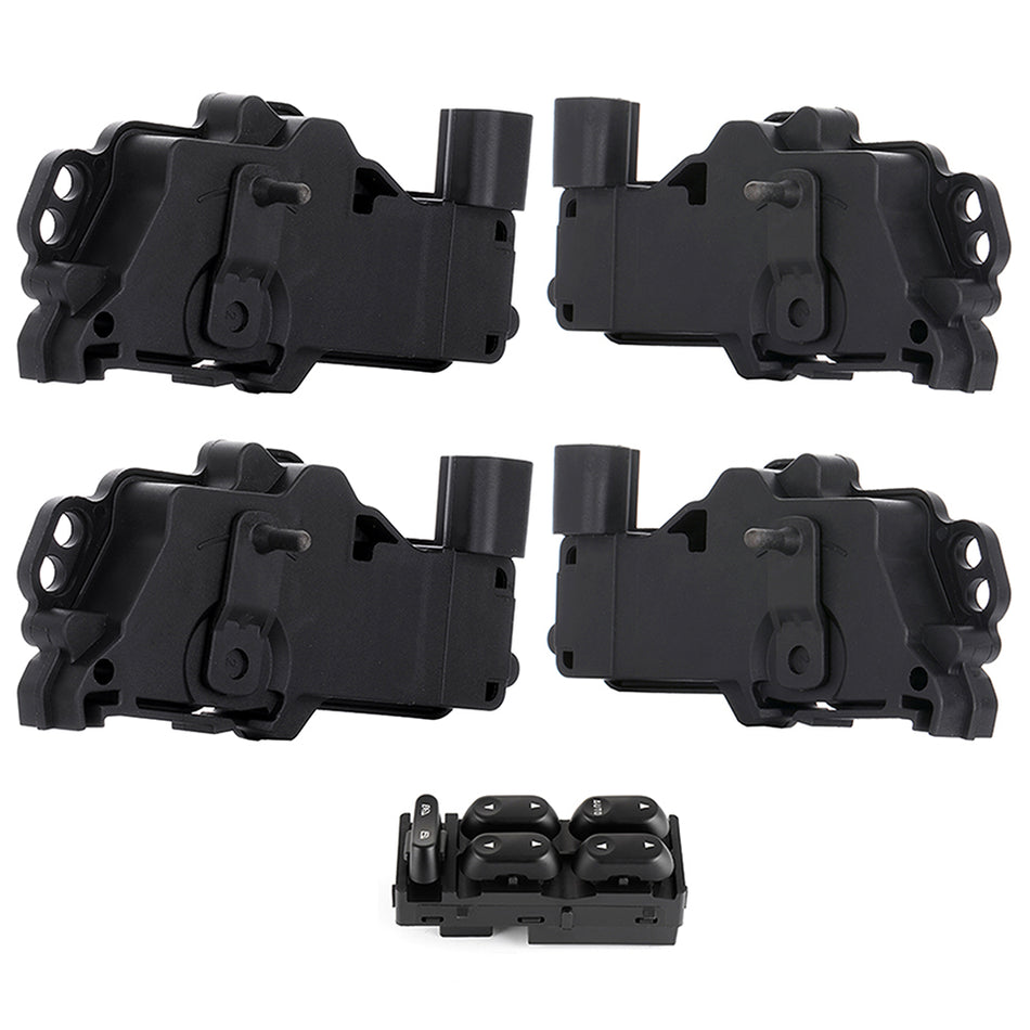 All 4 Doors Door Lock Actuators w/ Window Master Switch For Ford Mercury Lincoln