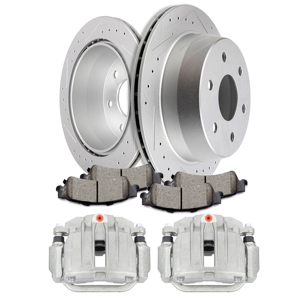 Rear Brake Calipers And Rotors and and and Ceramic Pads For GMC Chevrolet Silverado 1500