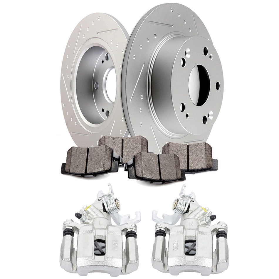 Rear Brake Calipers And Rotors + Ceramic Pads For Honda Accord 2006-2007