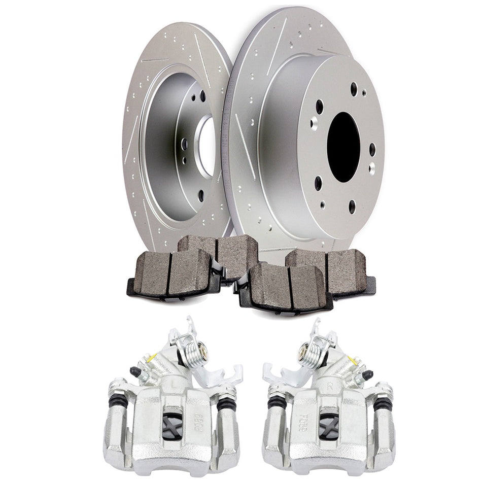 Rear Brake Calipers And Rotors + Ceramic Pads For Honda Accord 1998-1999