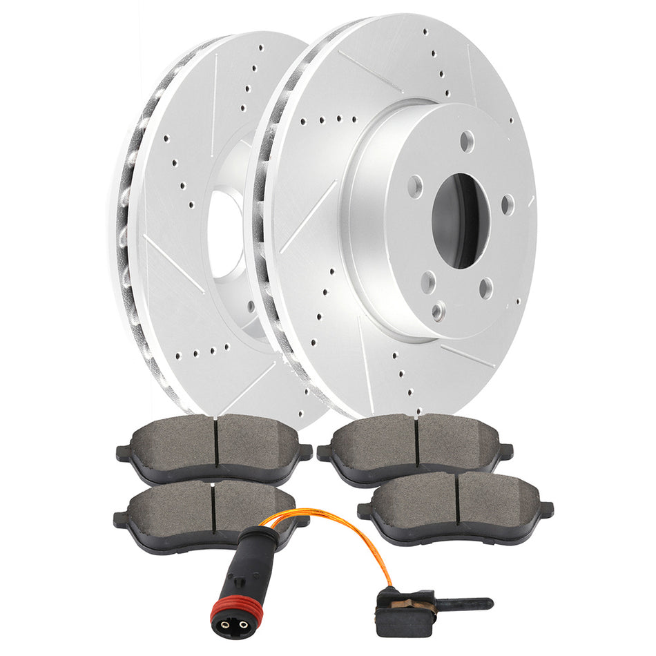 Front Brake Rotors Ceramic Pads And Sensor For Mercedes-Benz C 300 C 250 Coupe