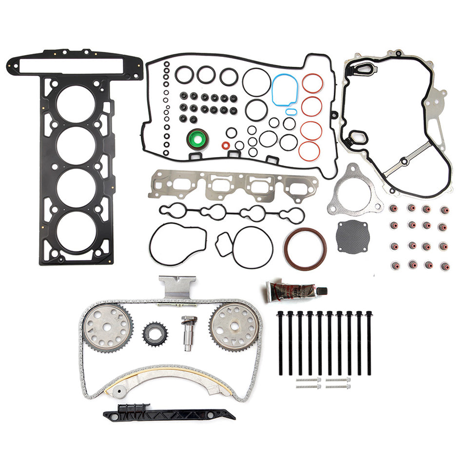 Full Gasket Set And Timing Chain Kit Head Bolts Fits 2008 Chevrolet Malibu 2.2L
