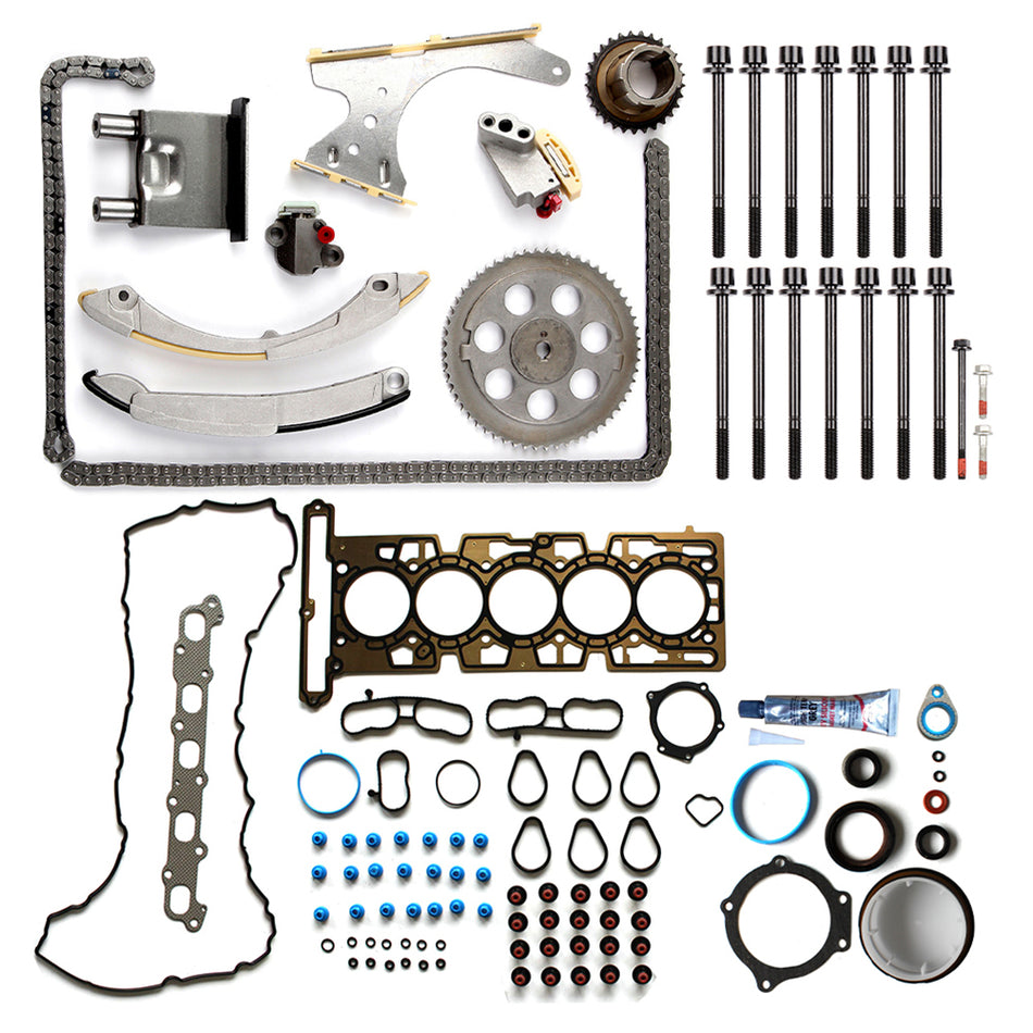 Full Gasket Set Timing Chain Kit Head Bolts For 04 Chevrolet Colorado 3.5L DOHC