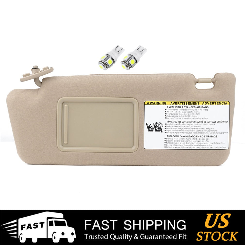 Tan Beige Left Side Sun Visor For 05-14 Toyota Tacoma + License plate Light Free
