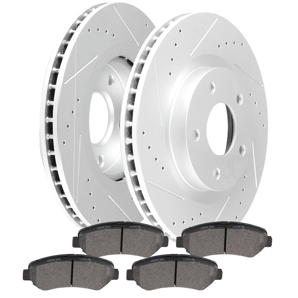 2008-2013 Nissan Rogue Front Ceramic Brake Pads And Rotors