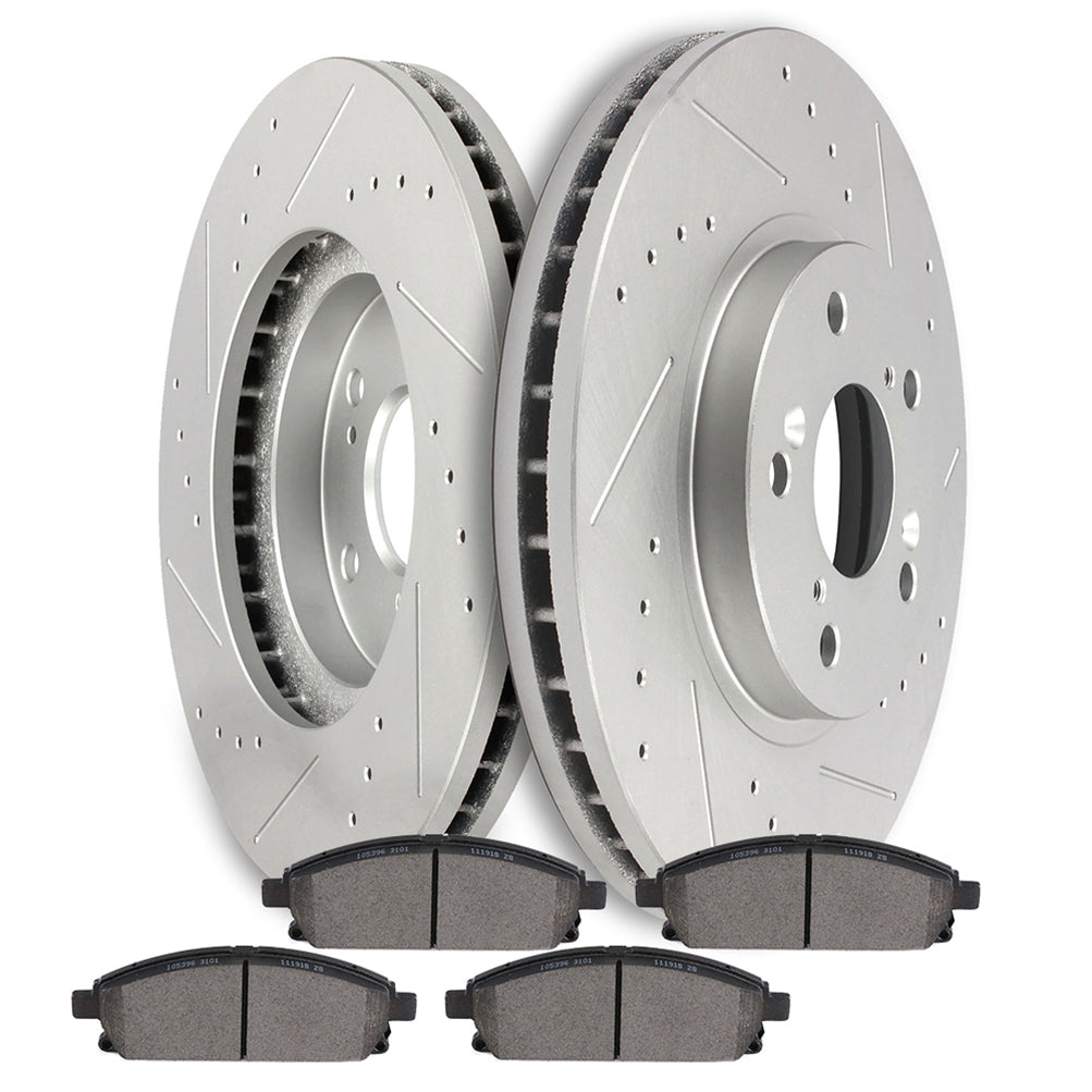 Front 298.4 mm Brake Rotors And Ceramic Pads Drilled Slotted For 03-06 Acura MDX Only for Auto