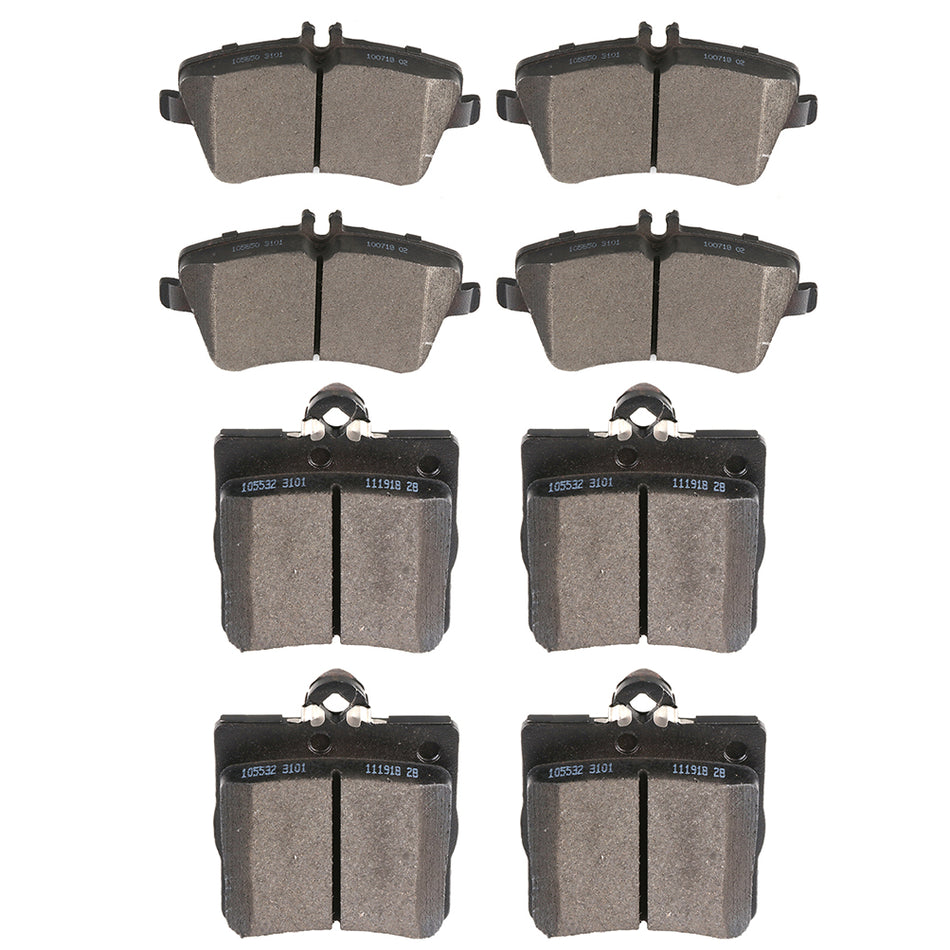 Metallic Brake Pads Mercedes Benz 02-07 C230 01-05 C240 Front And Rear 8Pcs
