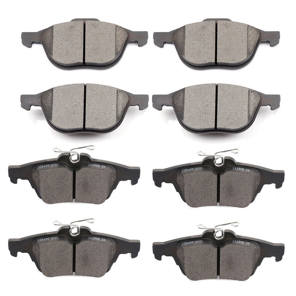Front And Rear Ceramic Pads For 13-16 Ford Escape 12-18 Ford Focus 8pcs
