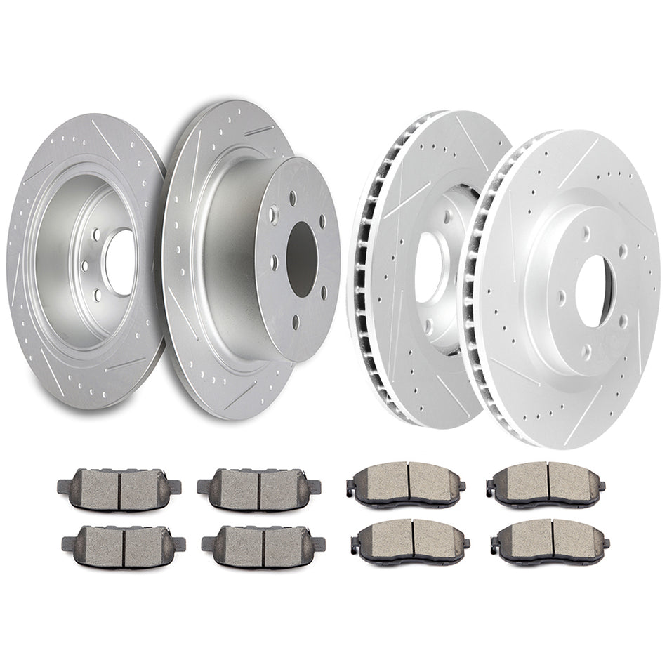 2007-2012 Nissan Sentra Ceramic Brake Pads And Rotors Front Rear