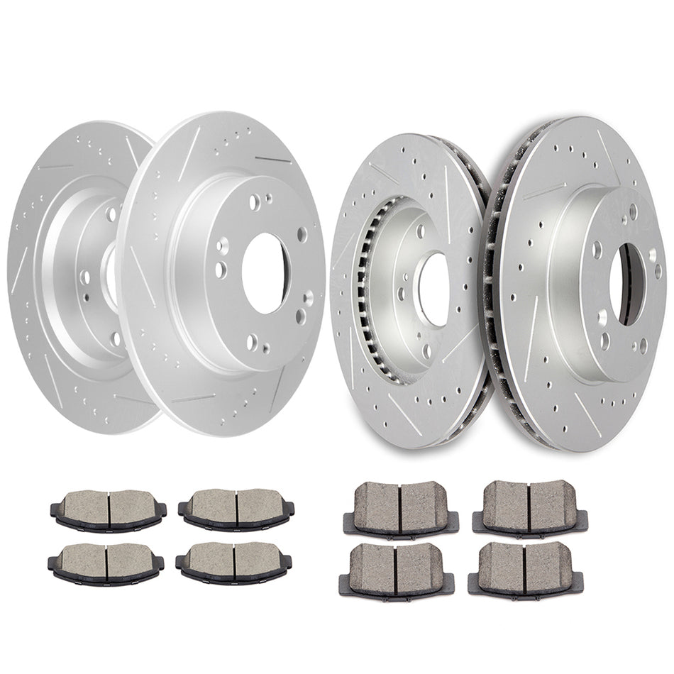 2006-2011 Honda Civic Front Rear 260.3mm Brake Rotors And Ceramic Pads