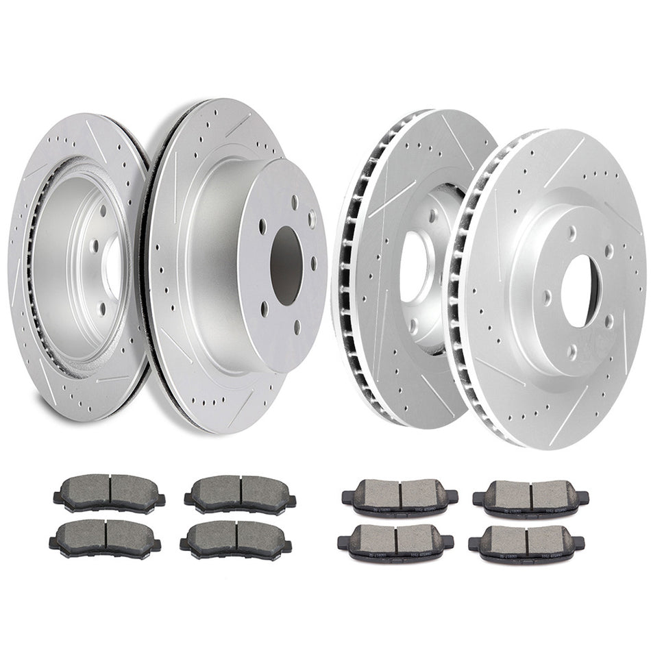 2008-2013 Nissan Rogue Ceramic Brake Pads And Rotors Front Rear