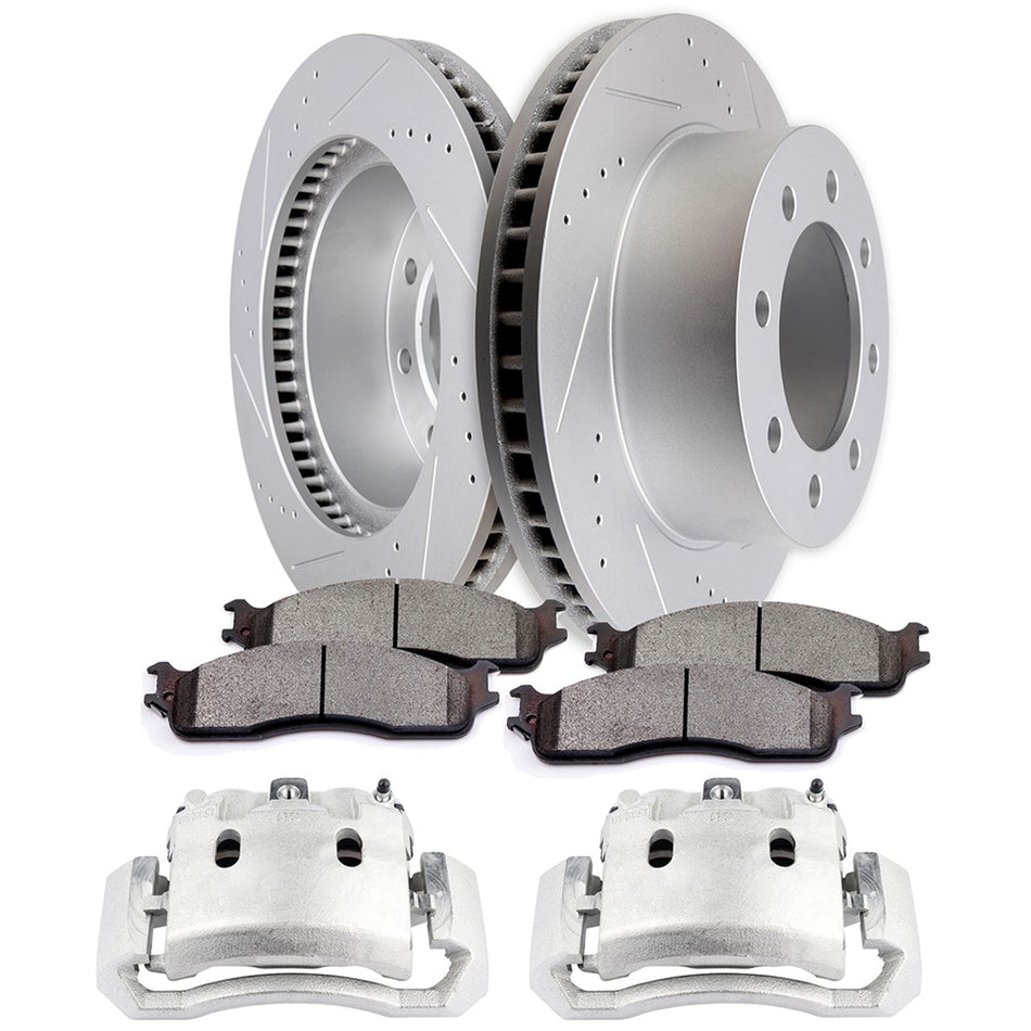 Front Brake Rotors Calipers And Ceramic Pads For Dodge Ram 1500 2500 2006-2008