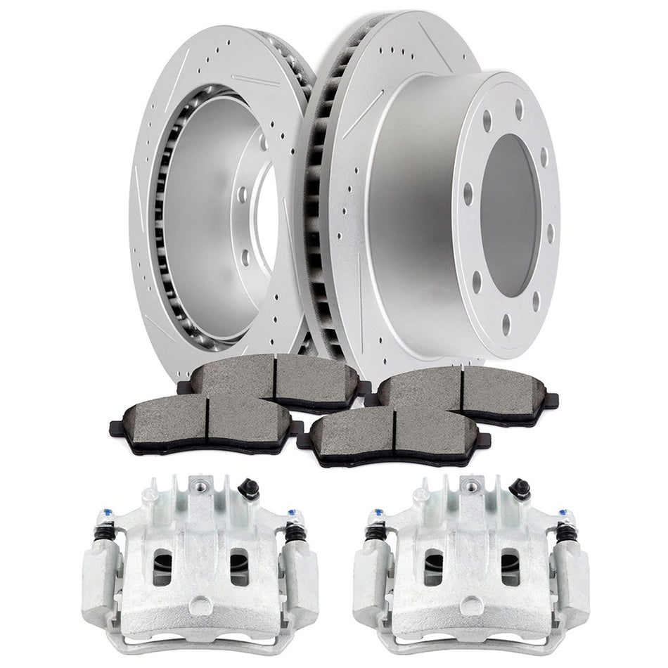 Rear Brake Rotors Calipers Ceramic Pad For Ford Excursion F-250 F-350 Super Duty