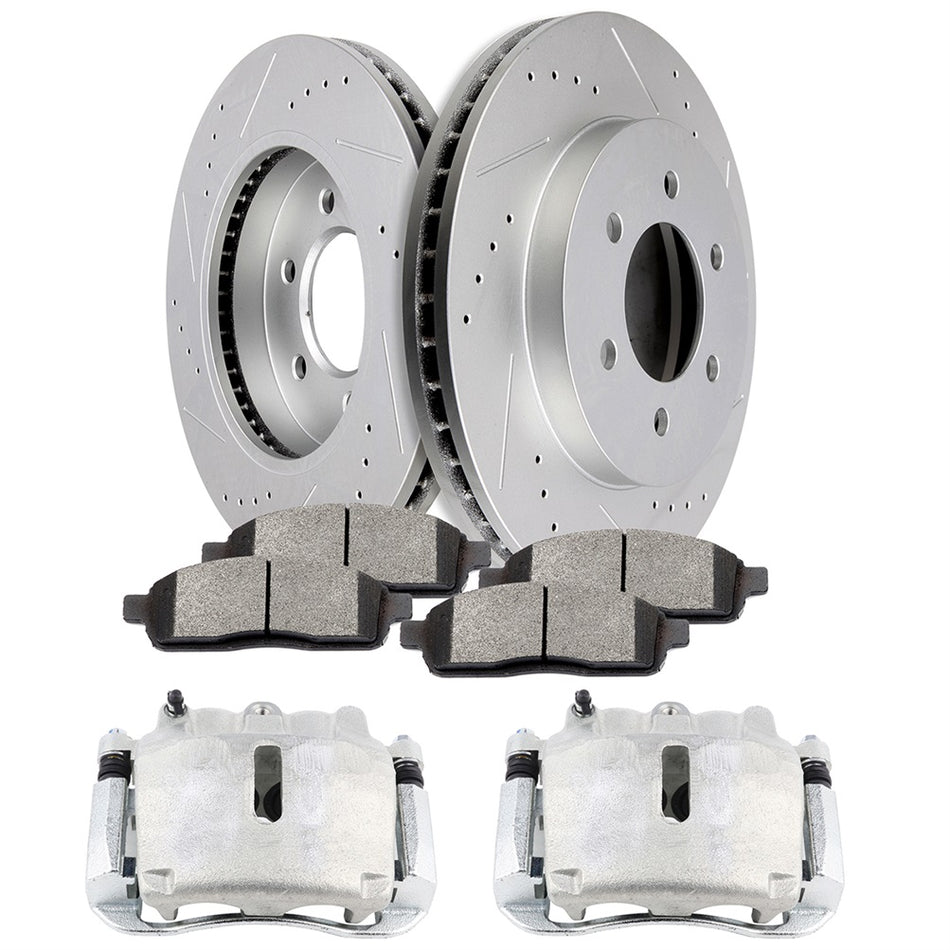 Front Brake Rotors Calipers Ceramic Pads For Ford F-150 Lincoln Mark LT 2006-08