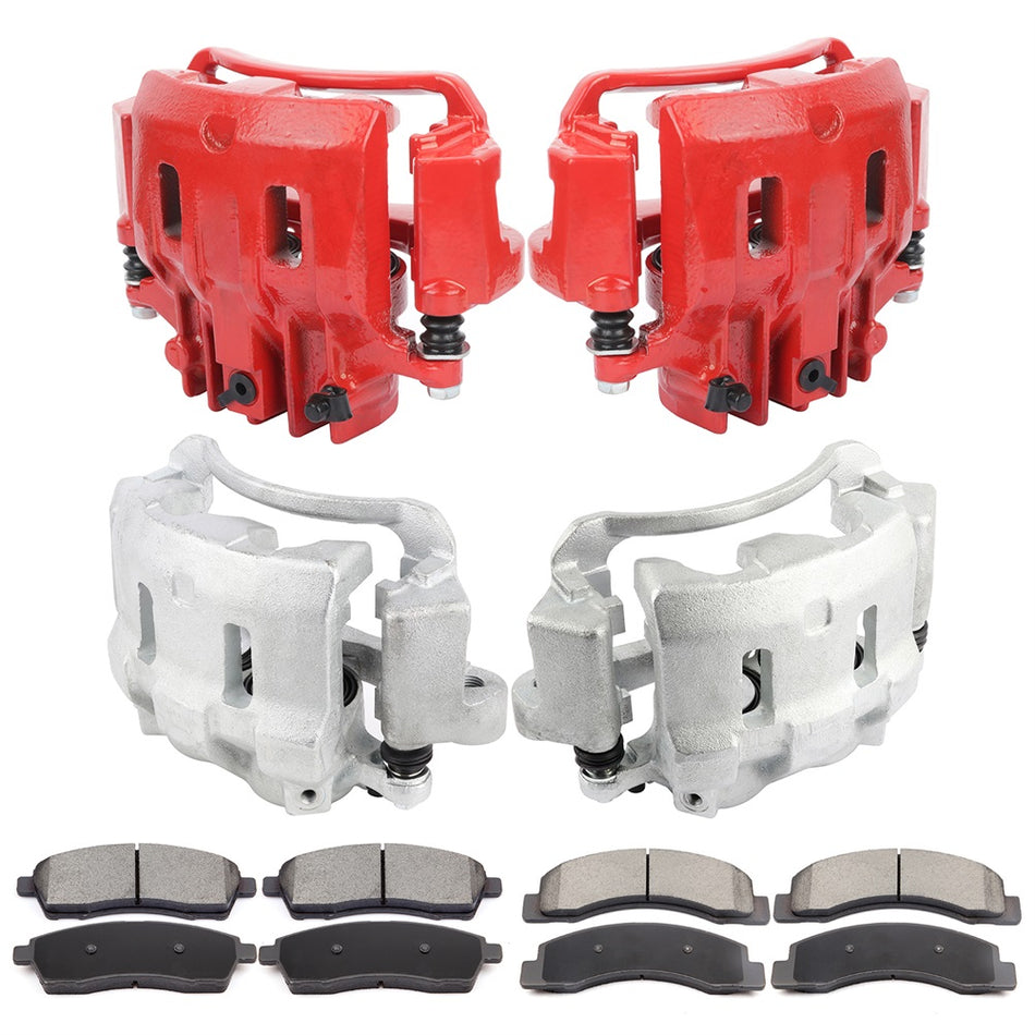Front Rear Brake Calipers And Ceramic Pads For Ford F-250 F-350 Super Duty 00-04