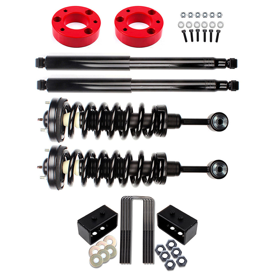 2.5 inch F + 2 inch R Leveling Kit & Front Complete Strut & Rear Shocks For Ford F-150