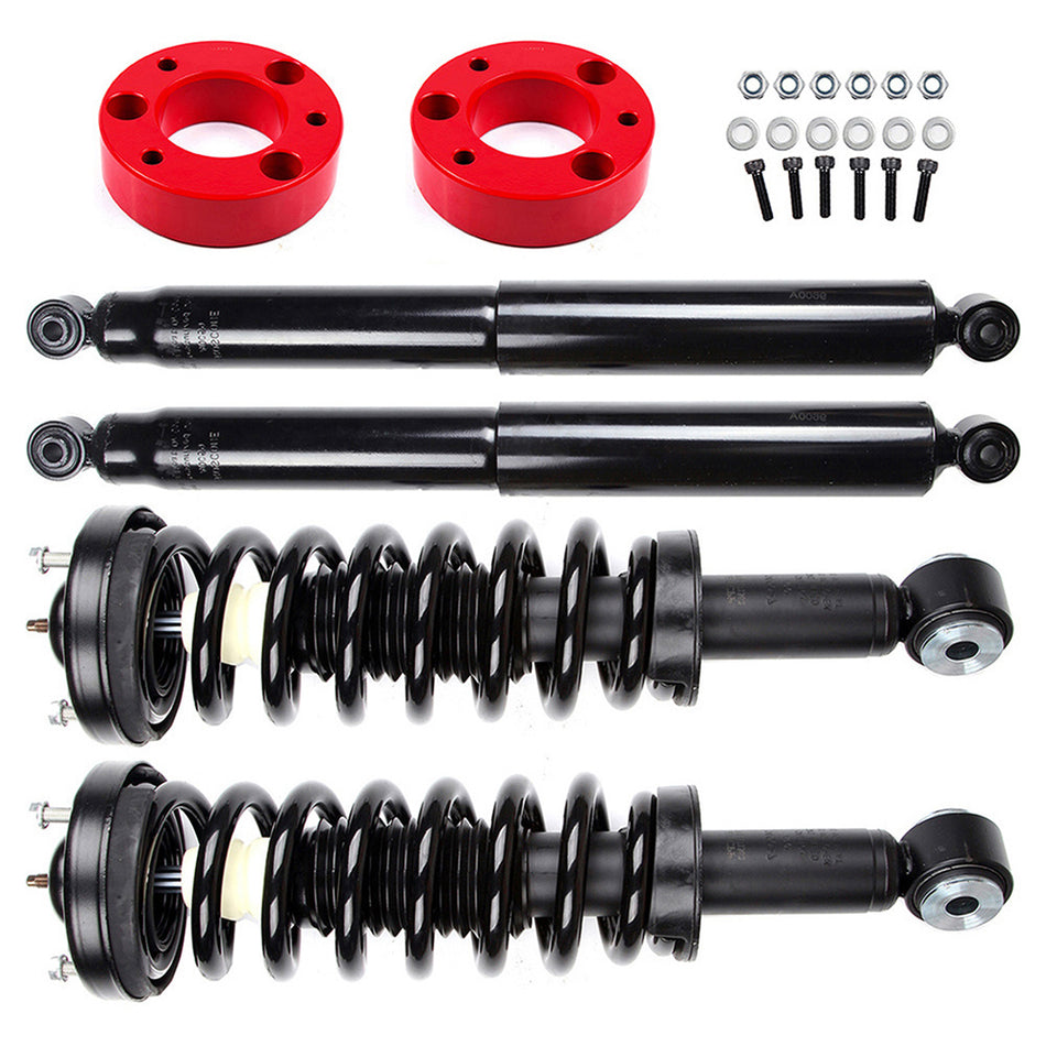 2.5 inch Front Red Leveling Kit & Front Struts & Rear Shocks For Ford F-150 2004-08