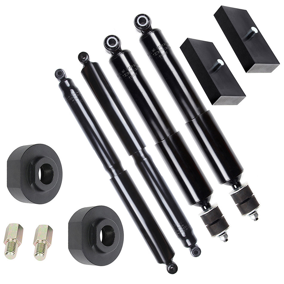 For 2000-2004 Ford F-250 Super Duty 2WD 2 inch Front & 1 inch Rear Leveling Kit & Struts