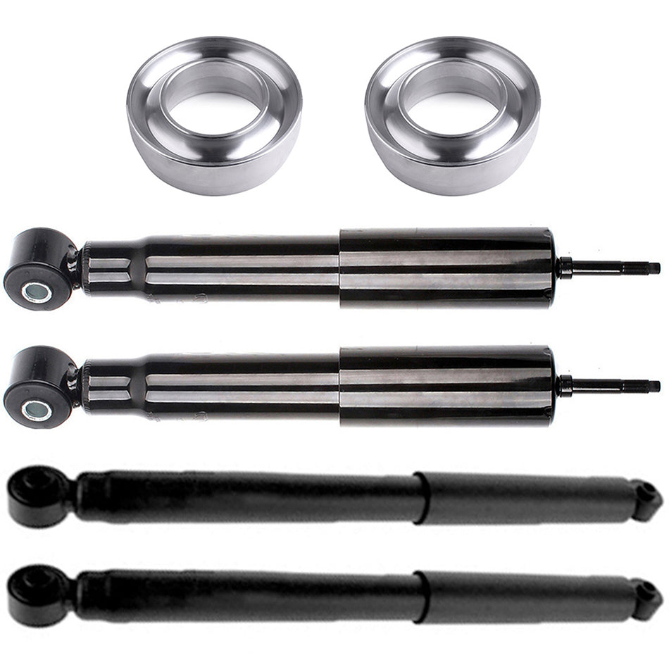 2 inch Front Leveling Kit Silver & Struts Shocks Fits Dodge Ram 1500 2500 3500 2WD