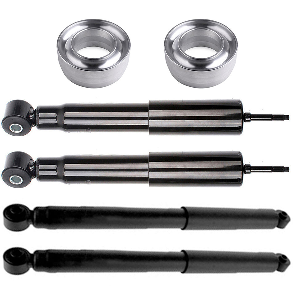 2.5 inch Front Leveling Kit Silver & Struts Shocks Fits Dodge Ram 1500 2500 3500 2WD