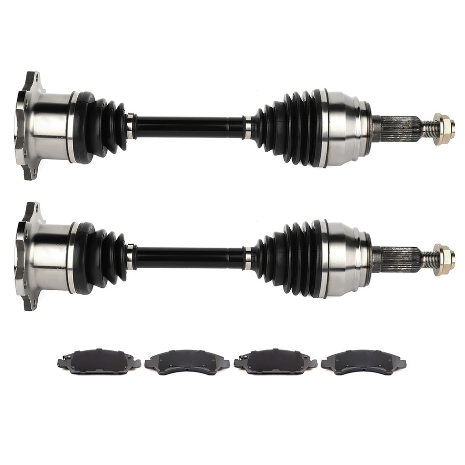 for Chevrolet Avalanche 5.3L 6.0L 2008-2012 Front Brake Ceramic Pads + CV Axle