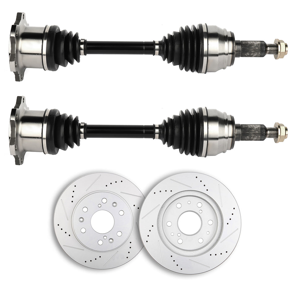for GMC Yukon XL 1500 6.2L 5.3L 6.0L 2007-15 Front Brake Discs Rotors + CV Axle
