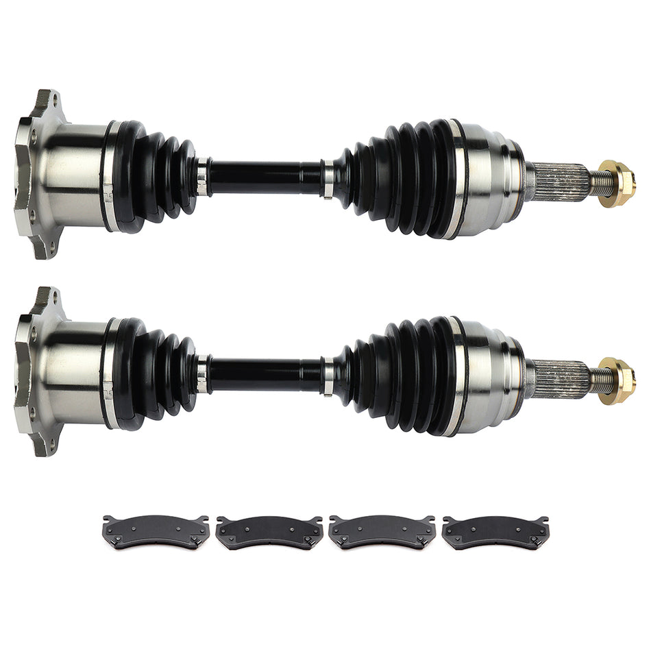 for GMC Yukon 4.8L 5.3L 6.0L 2000-2006 Front Brake Ceramic Pads + CV Axle Shaft