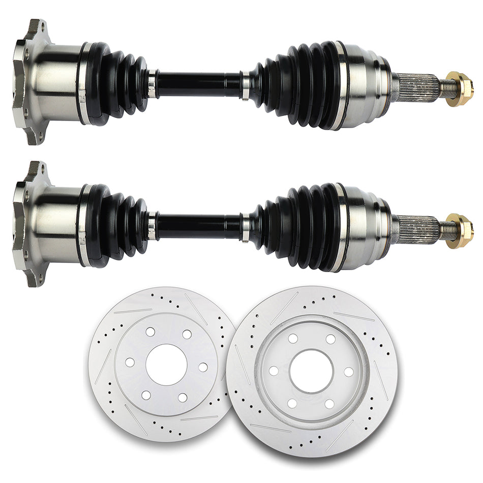 for Chevrolet Suburban 1500 5.7L 2000-2002 Front Brake Discs Rotors + CV Axle
