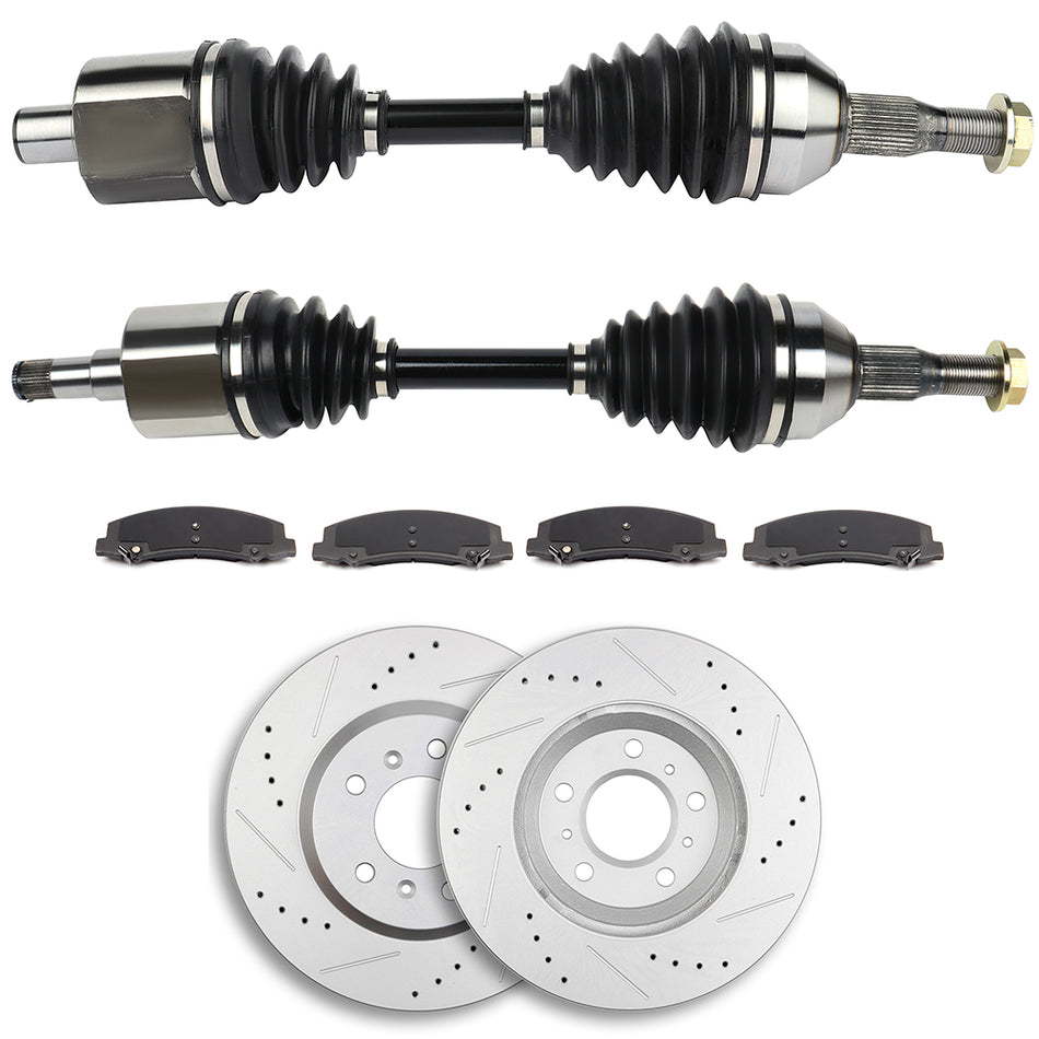 Fits Chevrolet Impala LTZ LT 3.9L 2006-2009 Front CV Axle + Brake Pads & Rotors