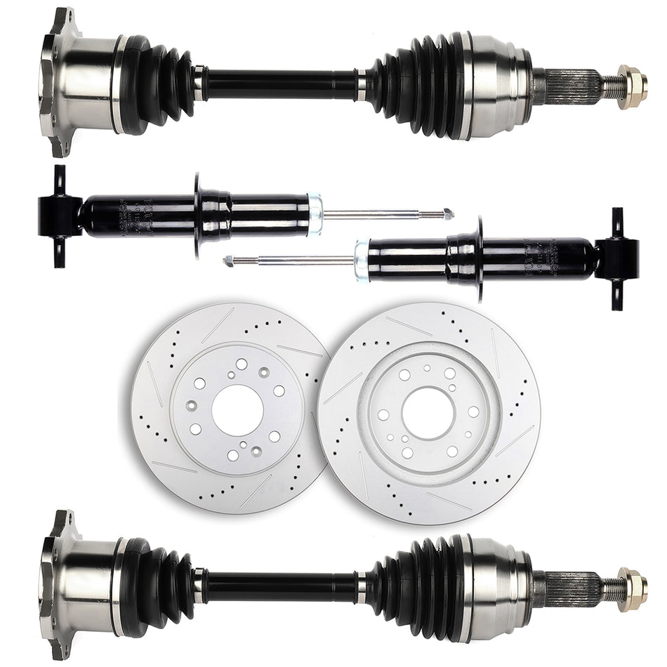 Front CV Axle + Brake Rotors + Struts for GMC Sierra 1500 SLT SLE 5.3L 2007-2013