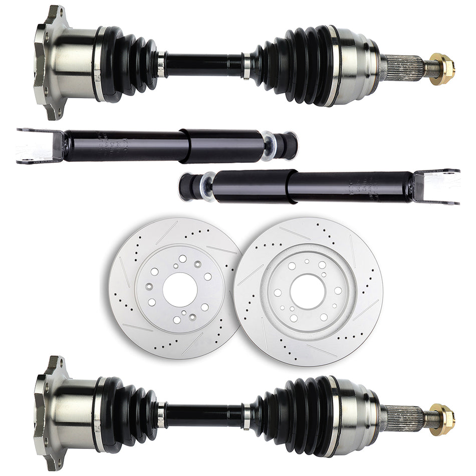 Front CV Axle + Brake Rotors + Struts for Chevrolet Silverado 1500 6.0L 2003-06