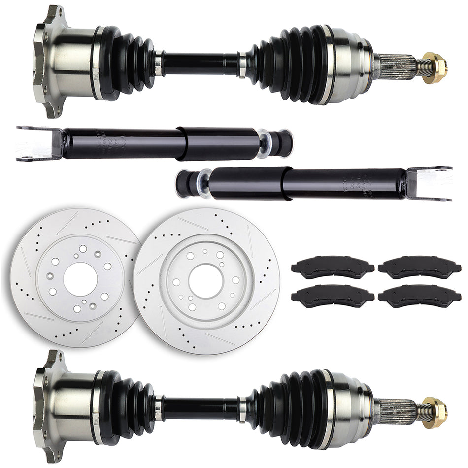 for Silverado 1500 4.8L 2005-2006 Front CV Axle+ Struts+Brake Pads & Rotors