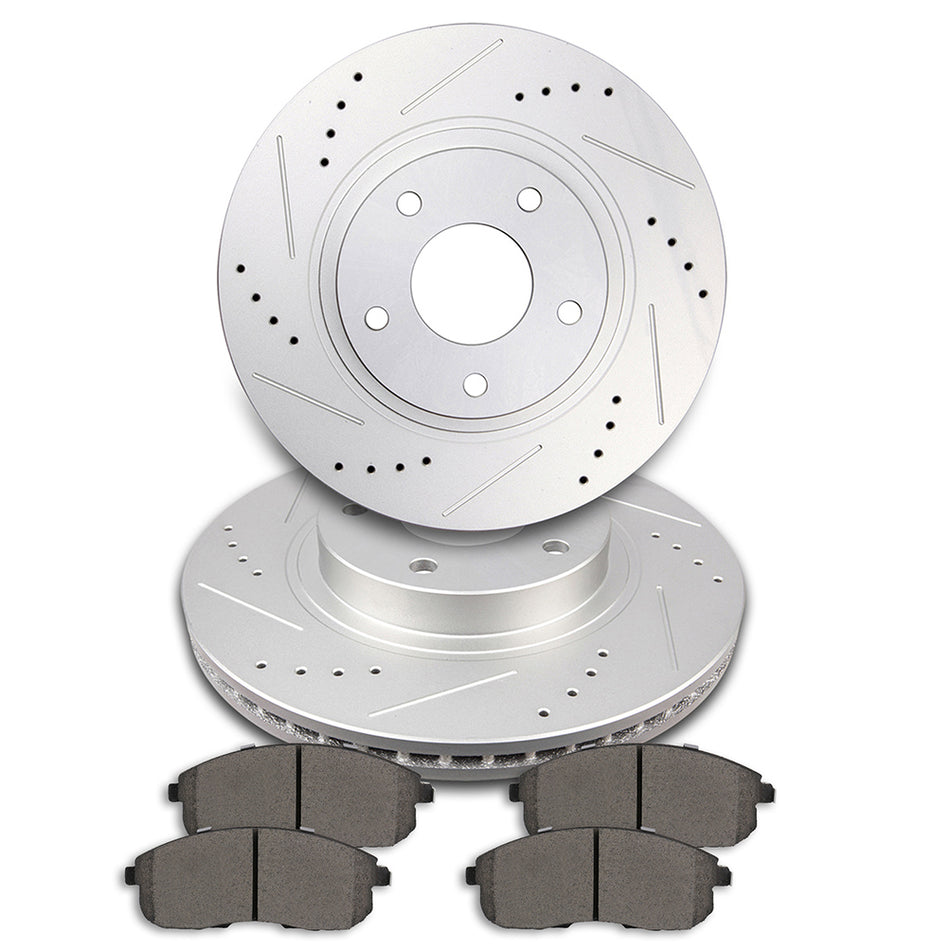 Front Discs Brake Rotors Ceramic Pads Drilled Slot 02-04 INFINITI I35 02-06 Nissan Altima