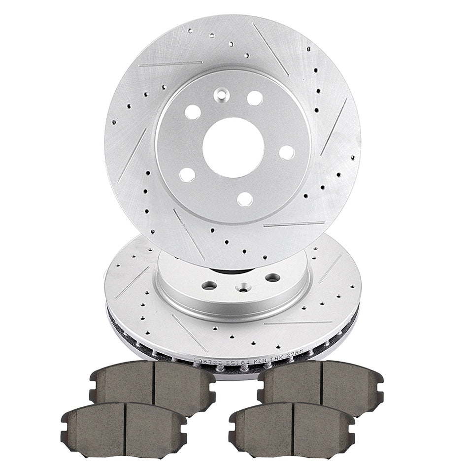 Front Drill Slot Brake Discs Rotors Ceramic Pads 11-16 Buick LaCrosse 11-16 Buick Regal