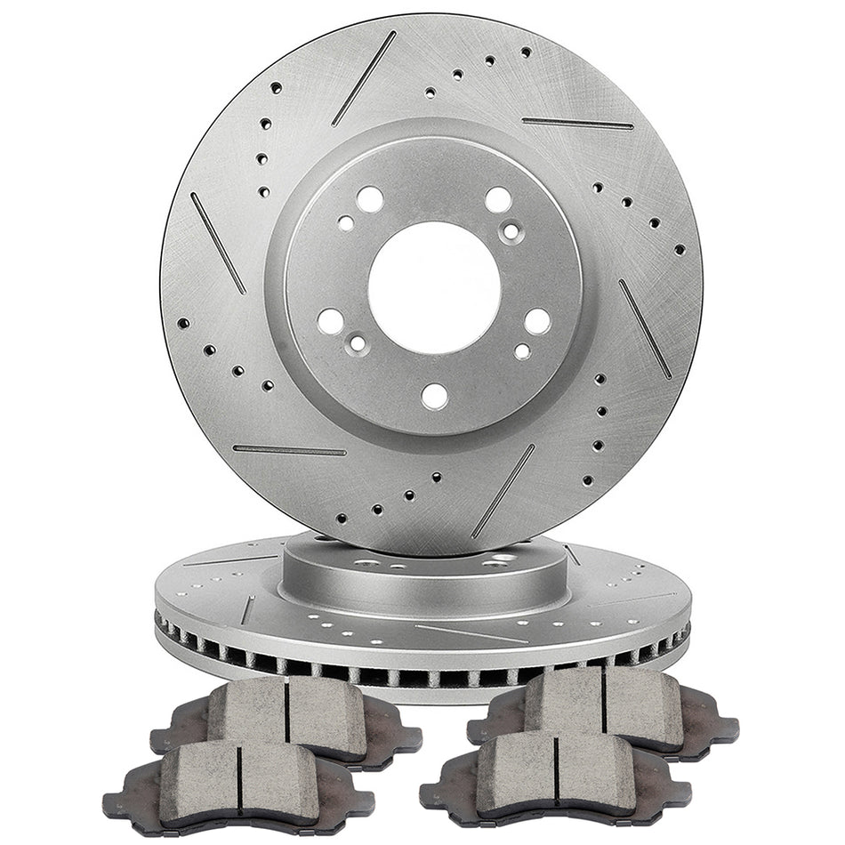 Front Brake Rotors Ceramic Pads For 06-12 Mitsubishi Eclipse 04-09 Mitsubishi Galant