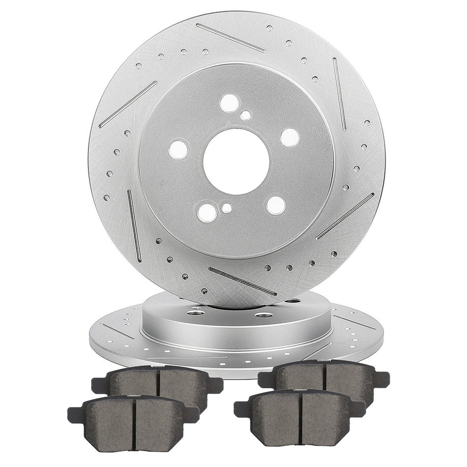 Brake Rotors Ceramic Pad Rear For 09-10 Pontiac Vibe 09-18 Toyota Corolla