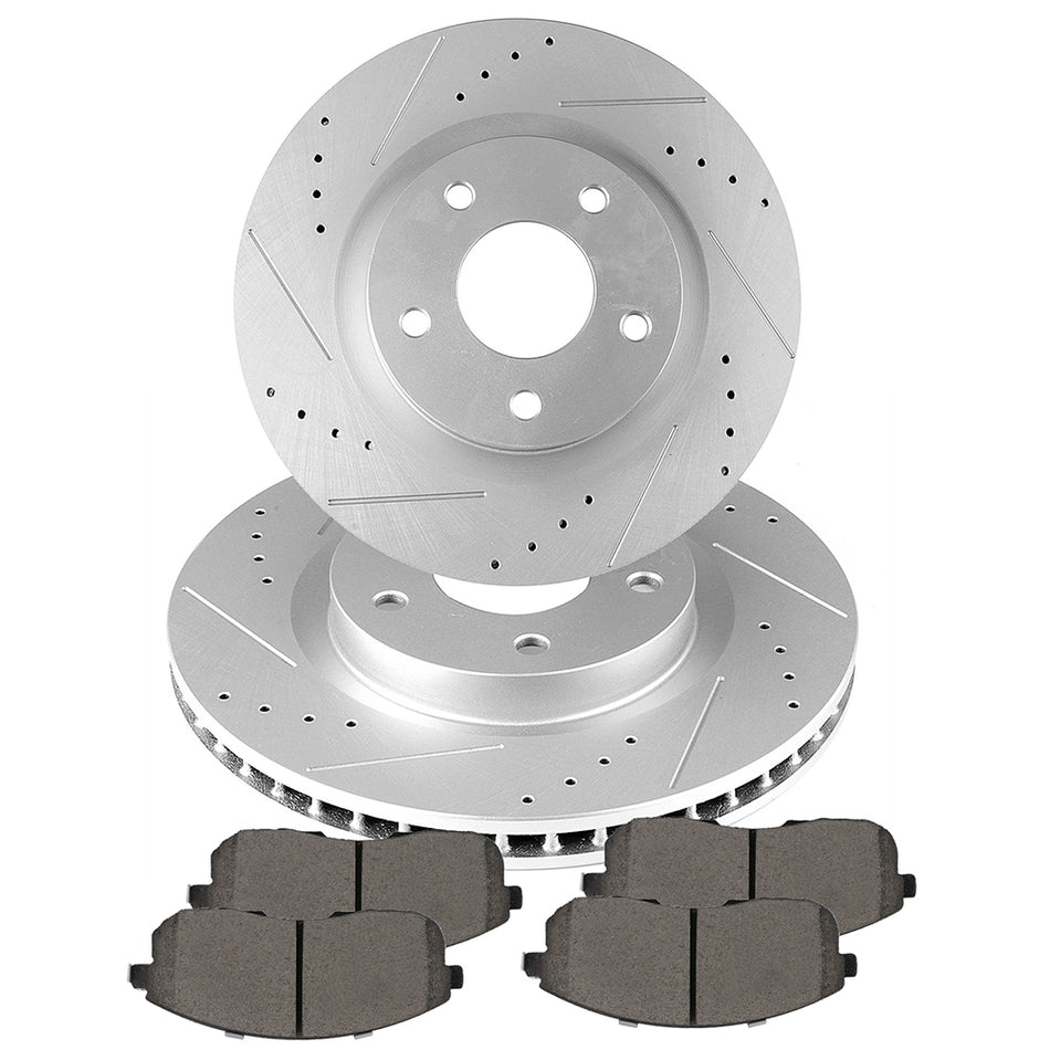 2007-2013 Nissan Sentra Front Brake Rotors Ceramic Pads