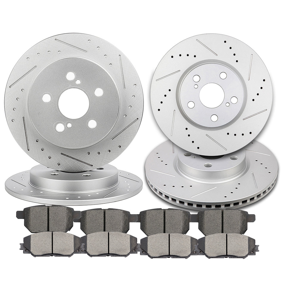 Ceramic Brake Pads And Rotors Front Rear For 09-10 Pontiac Vibe 09-18 Toyota Corolla