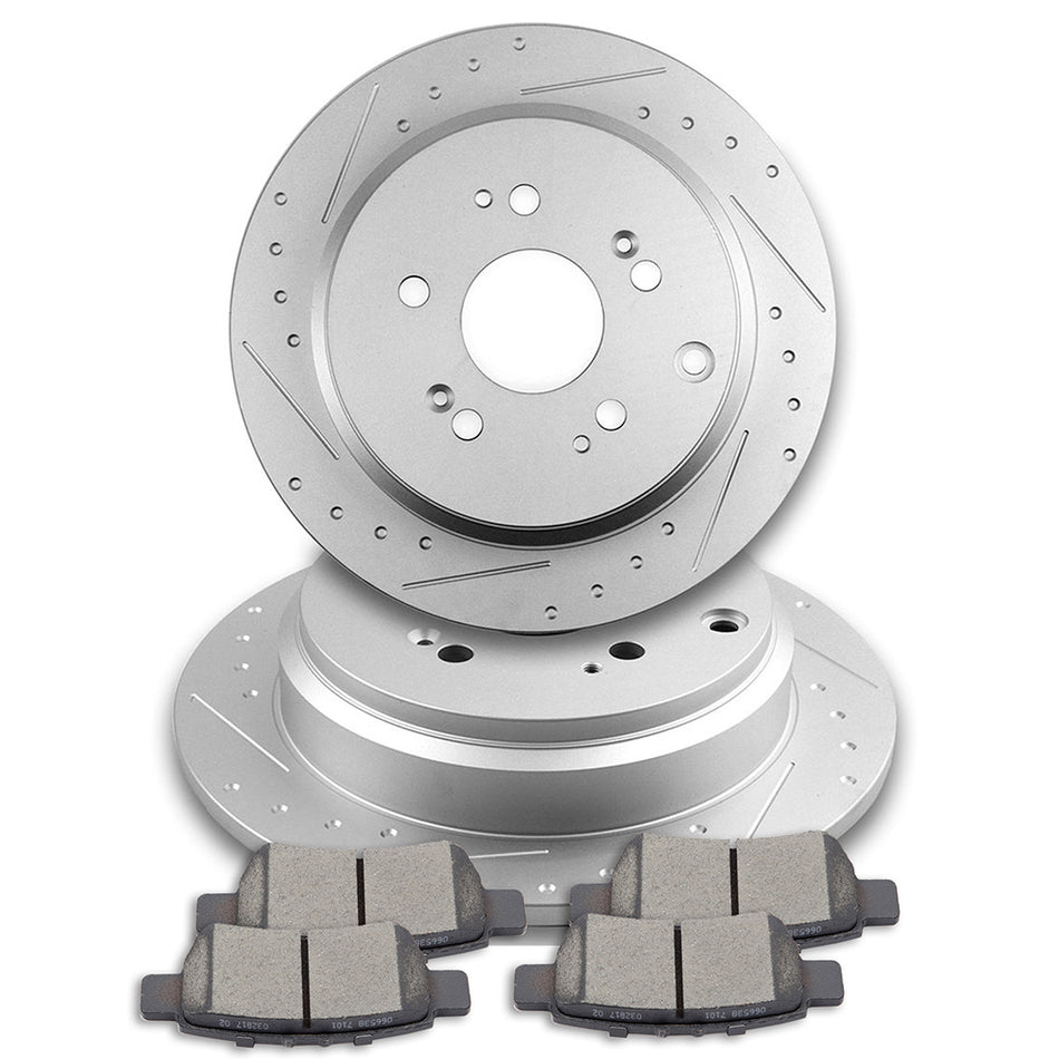 2005-2010 Honda Odyssey Rear Brake Rotors & Pads Kit 5 Lugs Slotted