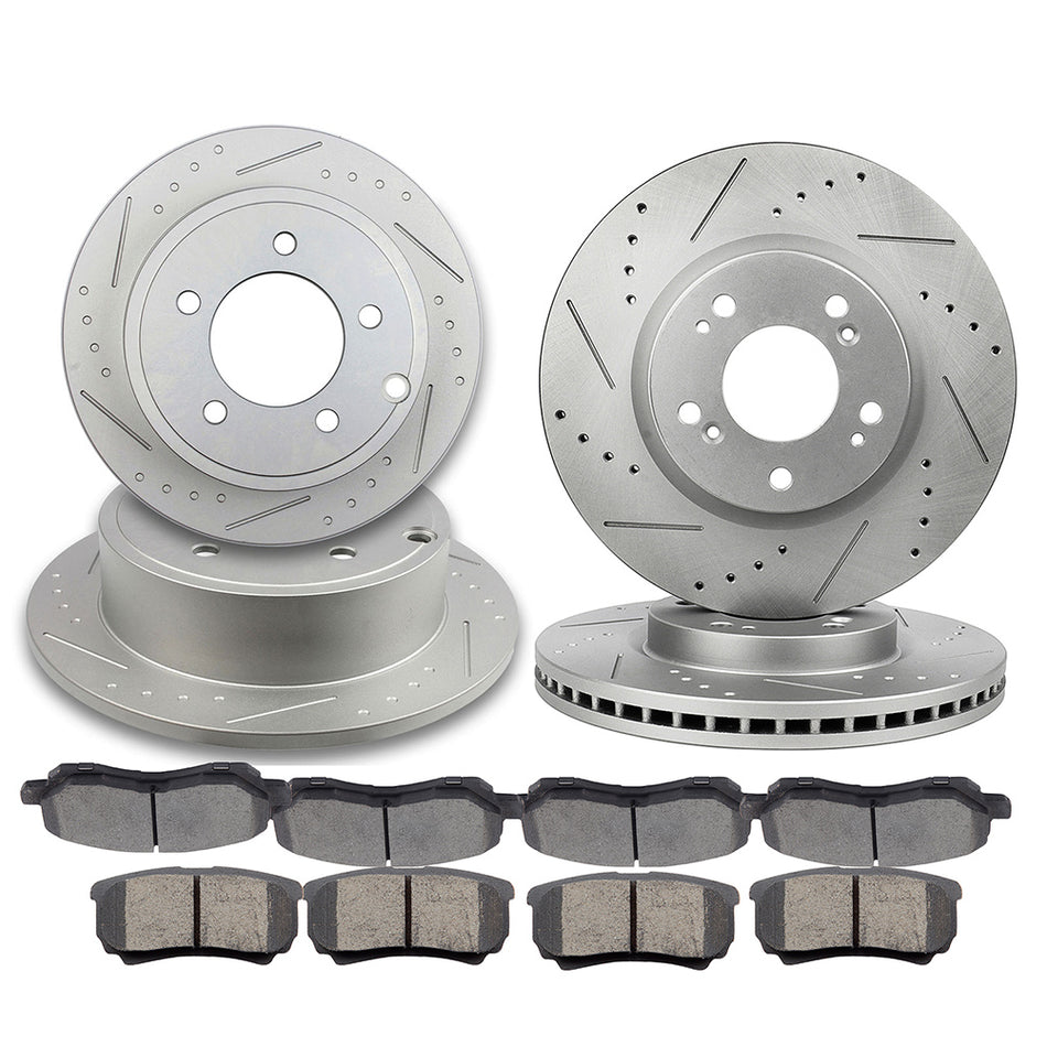 Ceramic Brake Pads And Rotors Front Rear For 11-14 Chrysler 200 08-14 Dodge Avenger